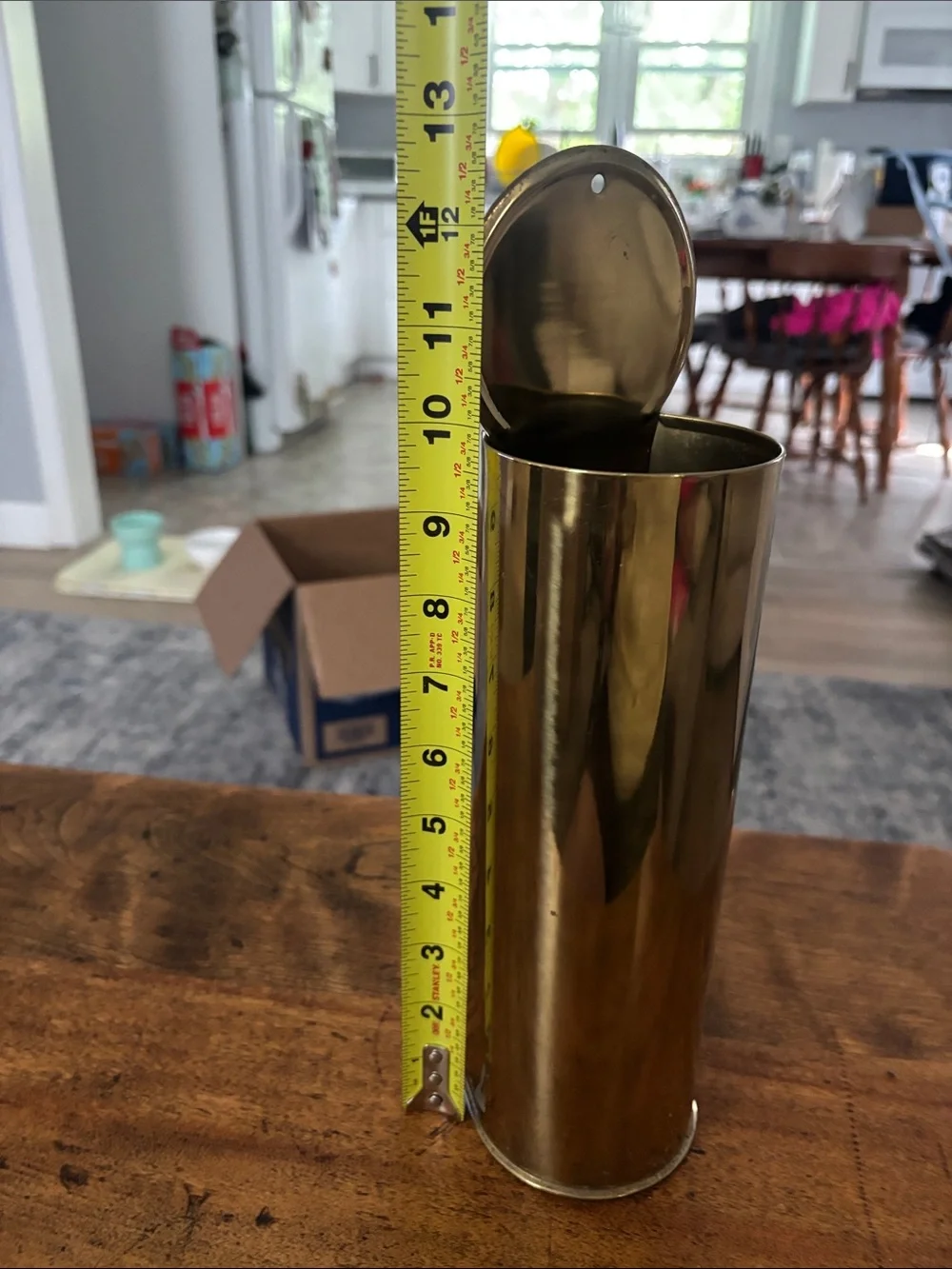 Vintage Retro Brass Style Mid Century Fireplace Match Holder with Strike Pad